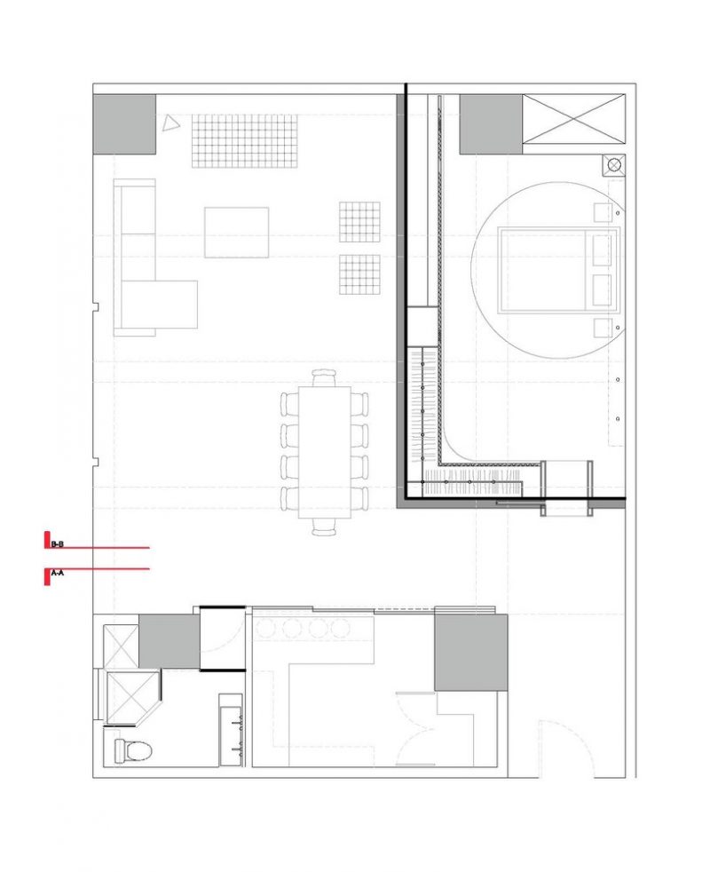 Plan du loft avec une seule chambre