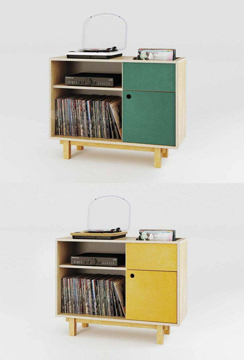 Caisse de stockage de disques vinyles Boîte de rangement LP en bois  Rangement pour vinyles vintage en bois -  France
