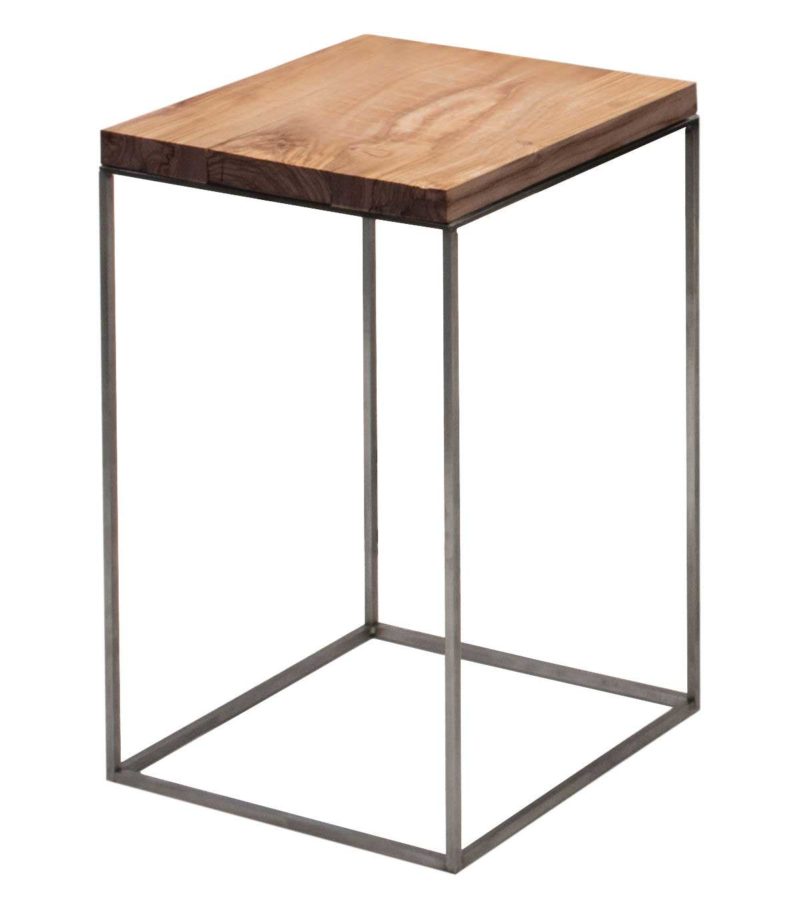 Table de chevet en métal et bois