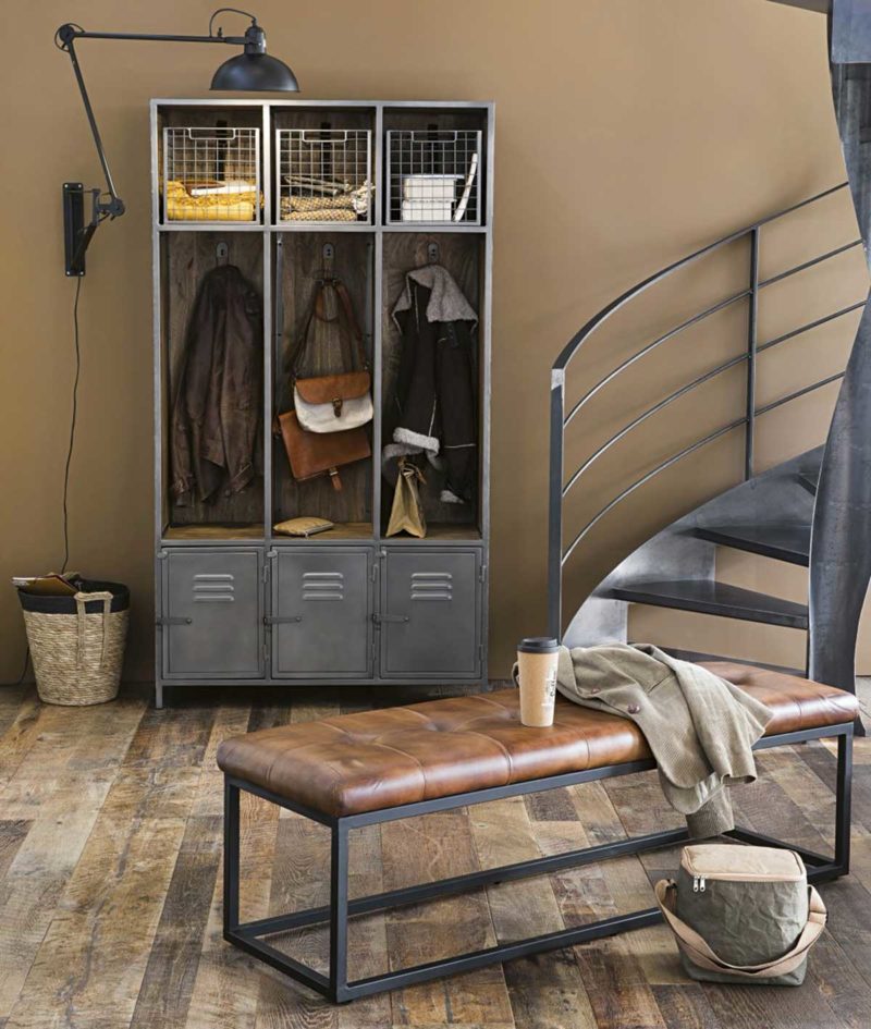 Petit meuble de rangement à 16 tiroirs style rétro et industriel bois et  métal