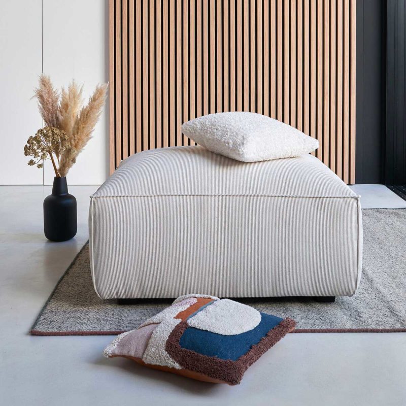 Solv Pouf repose-pieds rectangulaire en tissu canapé design moderne