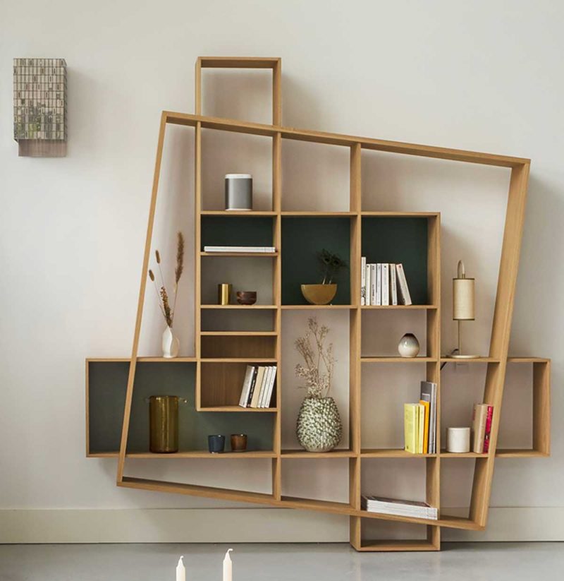 Bibliothèque étagère meuble de rangement design contemporain Noir