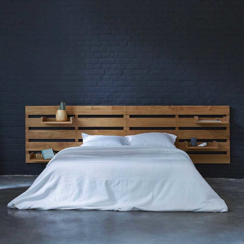 Tête de lit moderne en bois Baia. Accessoire déco pour lit double
