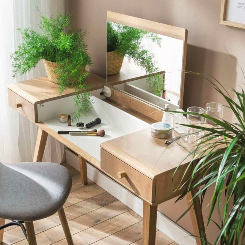 Coiffeuse style scandinave avec miroir relevable