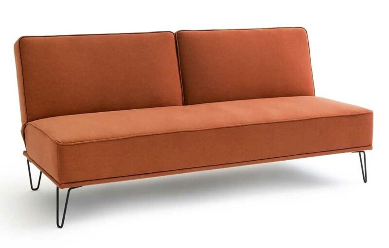 Banquette convertible en lit d'appoint avec tissu terracotta