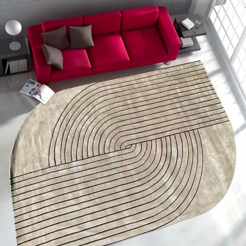 Design asymétrique envoutant pour ce tapis contemporain