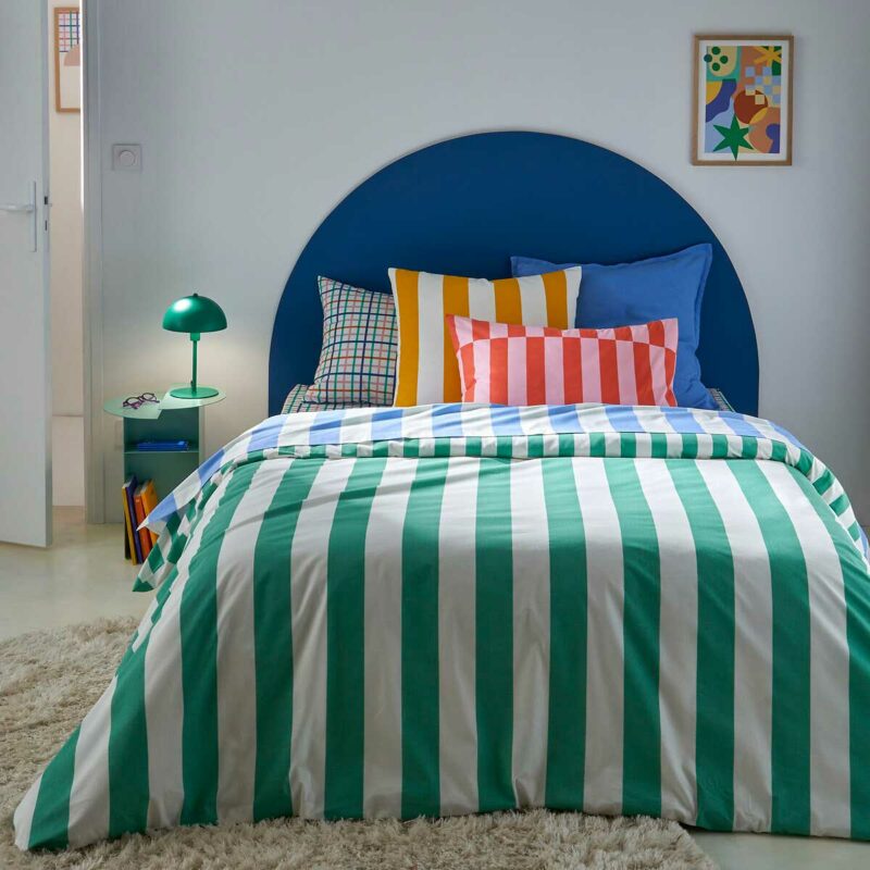 Housse de couette colorée à rayures vertes La Redoute Intérieurs Fresh Living