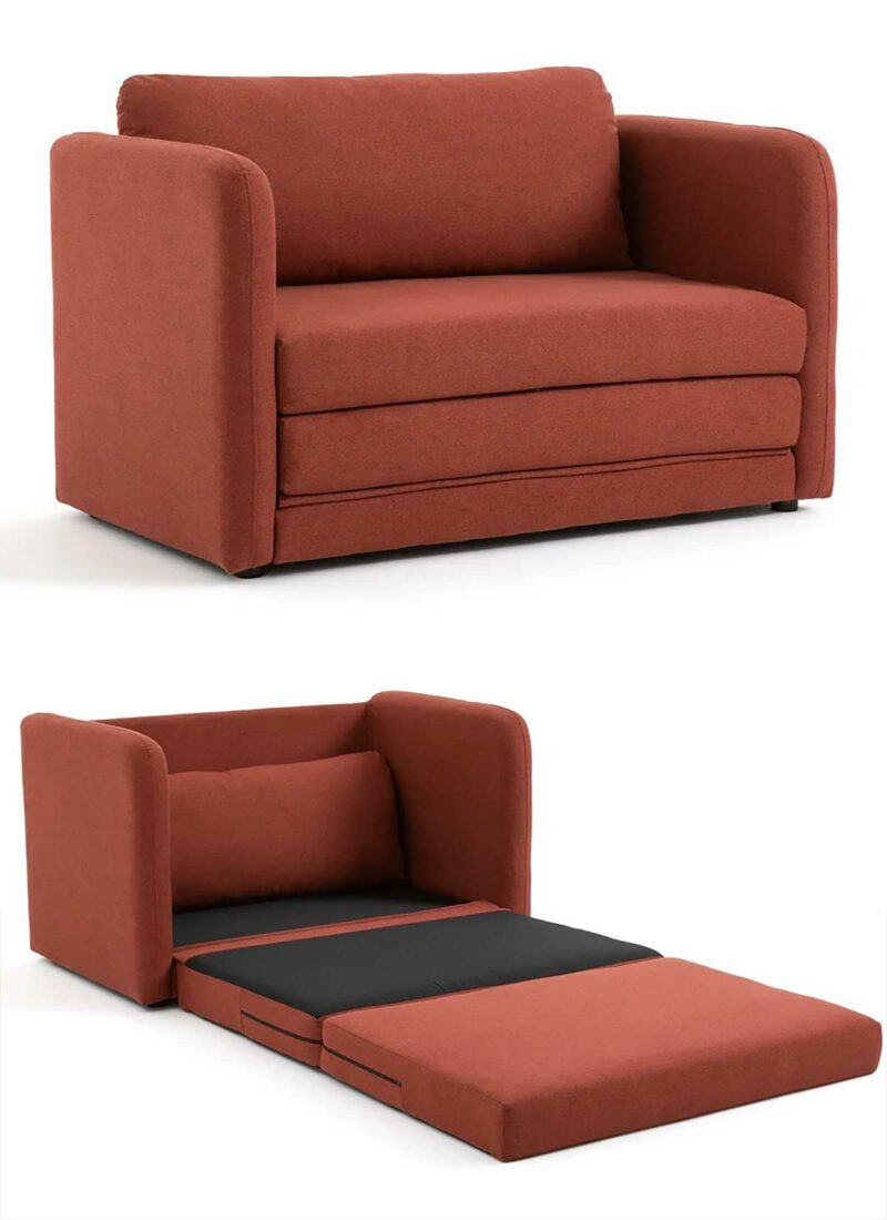 Petit canapé fauteuil convertible pour une touche terracotta dans la déco