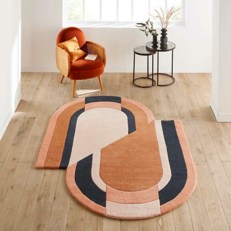 Tapis forme asymétrique irrégulière en laine