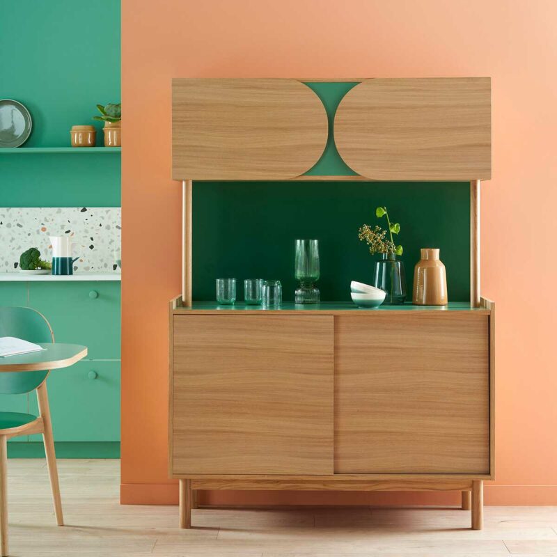 Buffet haut plaqué chêne et Formica