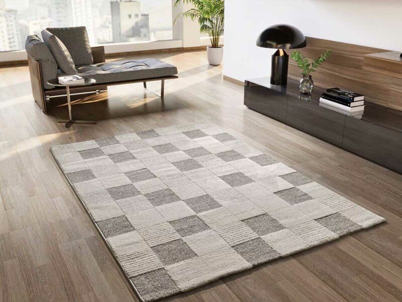 Tapis damier texturé pour un intérieur élégant et cosy